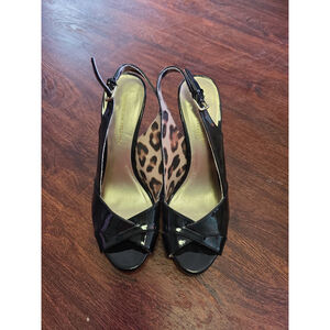 FINAL MARKDOWN Christian Siriano black open toe patent heels size 9